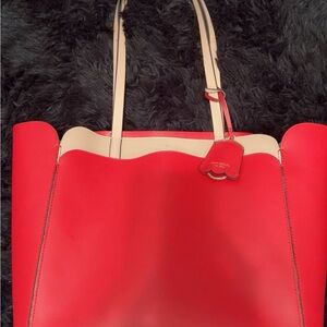 Kate Spade Red and Cream Tote Bag with matching wallet